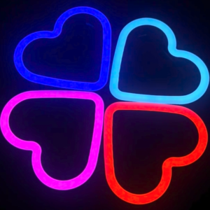 Solar Powered Wireless LED Heart Shape C-Pillar Neon Light (4Pcs)